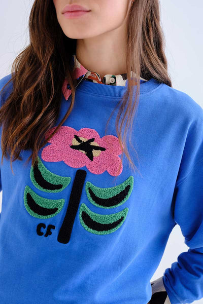 100% cotton sweatshirt with Neo Garden floral patch