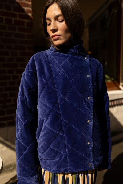 Veste Kapur - VELOURS LISSE INDIGO
