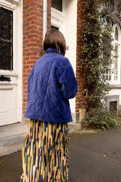 Veste Kapur - VELOURS LISSE INDIGO