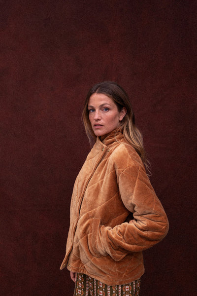 Veste Kapur - VELOURS LISSE CAJOU