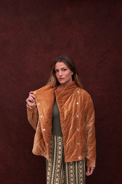 Veste Kapur - VELOURS LISSE CAJOU