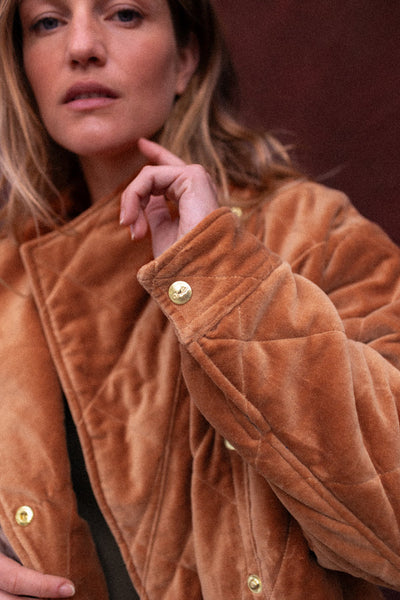 Veste Kapur - VELOURS LISSE CAJOU