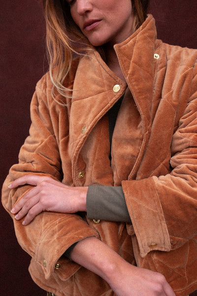 Veste Kapur - VELOURS LISSE CAJOU