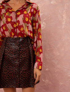 OVERSIZED CHIFFON SHIRT - NARCISSUS PINK