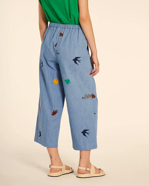 Embroidered Denim Cullote