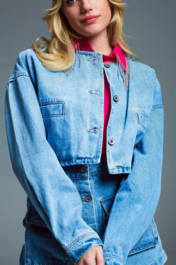 Cropped relaxed denim jacket