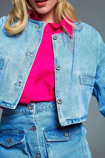 Cropped relaxed denim jacket