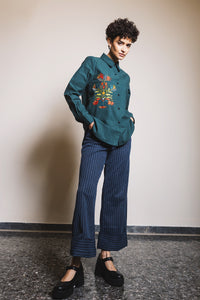 Green Shirt with Embroidery