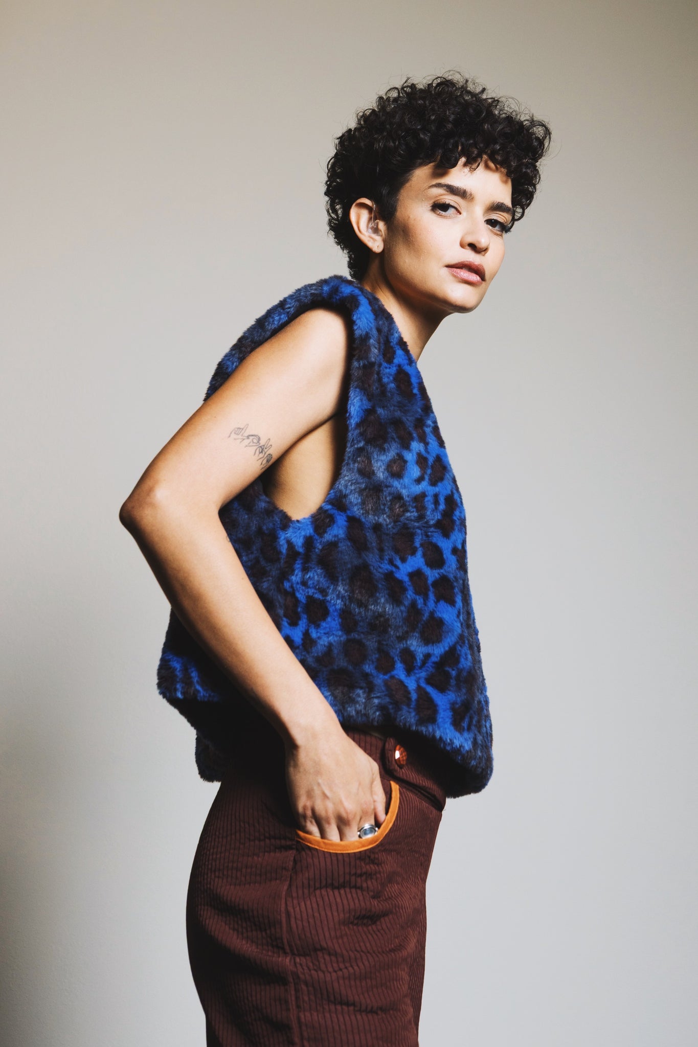 Blue Animal Print Top