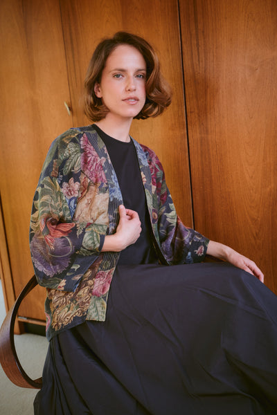 Primula Black Crepe Kimono