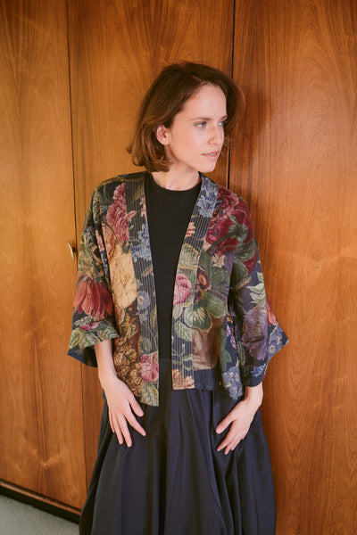 Primula Black Crepe Kimono