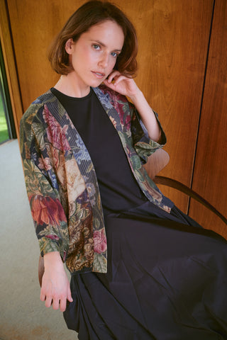 Primula Black Crepe Kimono