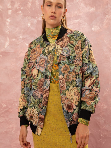 FLORAL JAQUARD BOMBER JACKET
