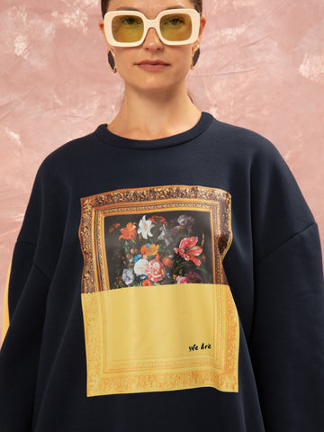 FUTTER OVERSIZED DRESS - DARK BLUE/YELLOW