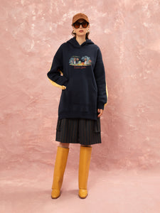OVERSIZED HOODIE - DARK BLUE/YELLOW