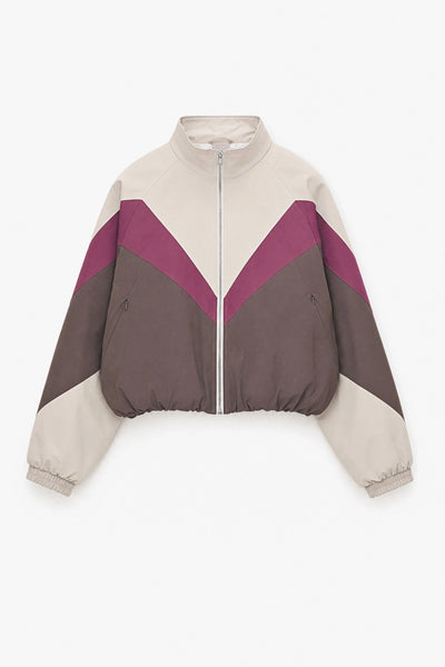 Vintage Style Bomber Jacket - Beige