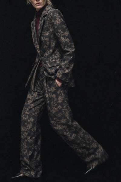 Jacquard Floral Print Trousers