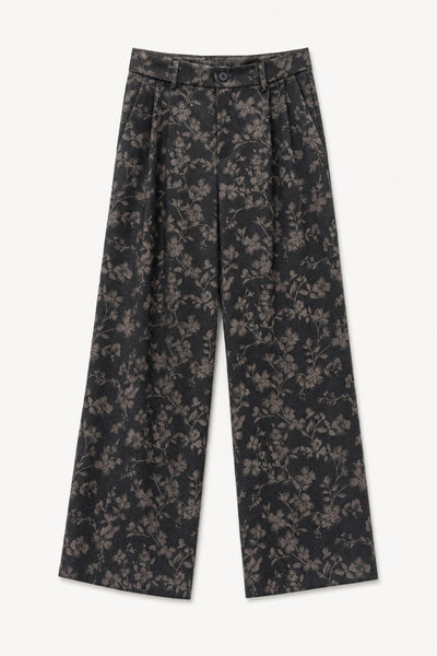 Jacquard Floral Print Trousers
