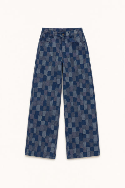Checkerboard Jacquard Cotton Trousers