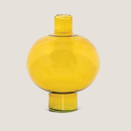 Vase recycled glass round - Amber green