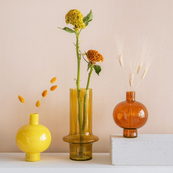 Vase recycled glass - Yolk yellow