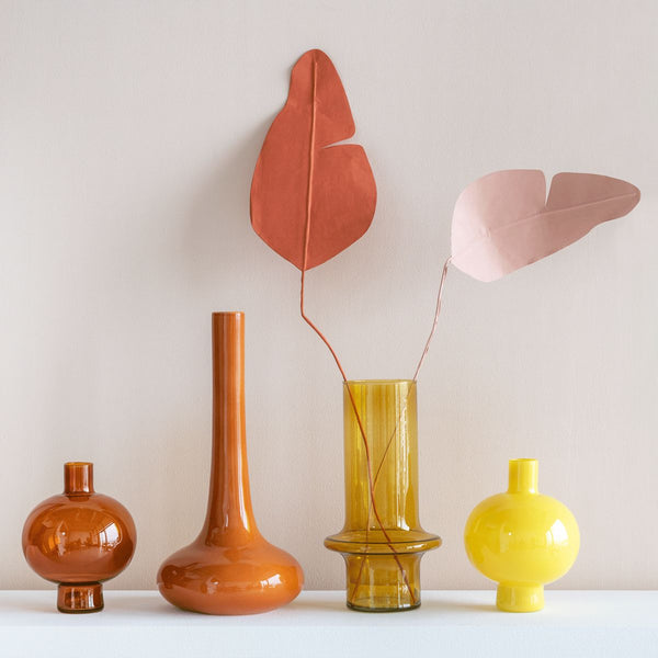Vase recycled glass round - Golden Oak