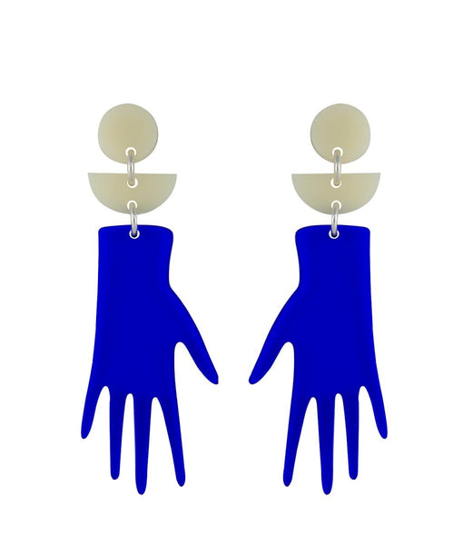 Hand Earrings - Transluscent Blue