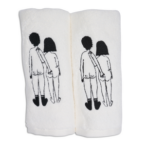 Guest towel Naked Couple back (set of two)