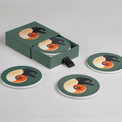 Set of 4 ceramic coasters - Shellephant