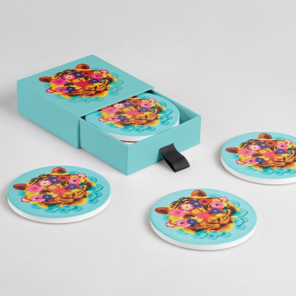 Set of 4 ceramic coasters - Masktiger
