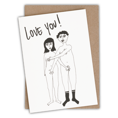 Love you naked couple Greeting card