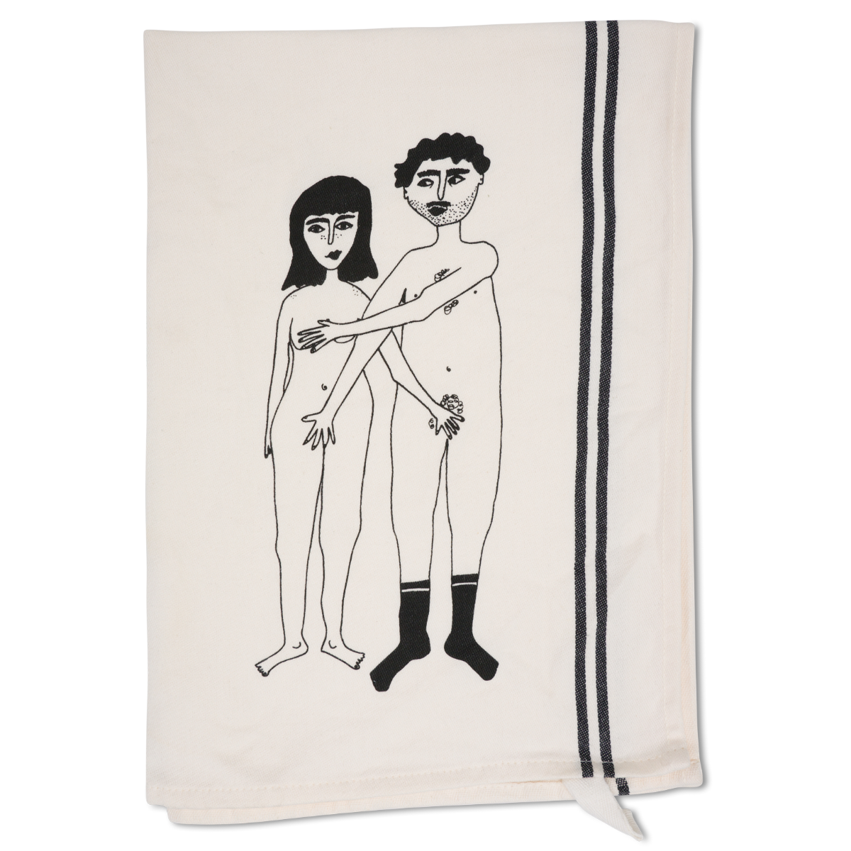 Tea Towel Naked Couple Back